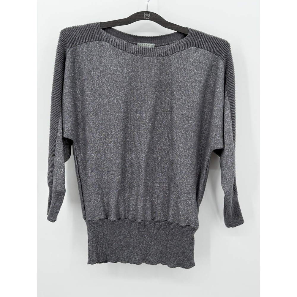 Joseph A Womens Sweater Silver Sparkle Knit Dolman Sleeve Size Medium‎